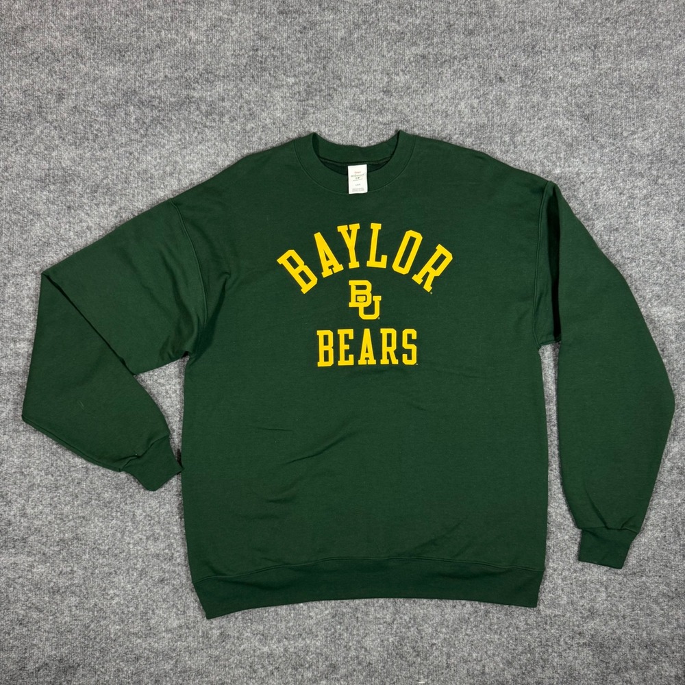 Hanes Baylor Bears NCAA Crewneck Sweatshirt Mens Large Green Cotton Blend EUC